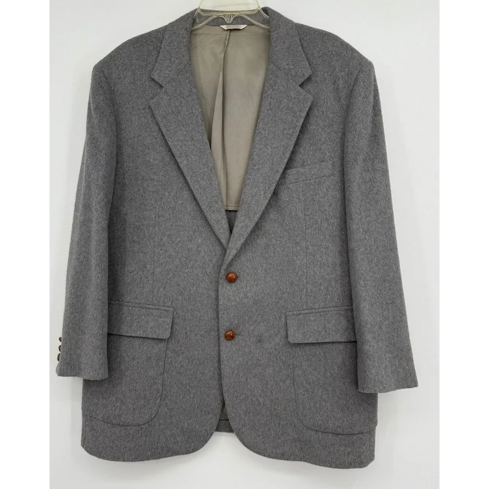 VTG Mainline Collection Men Sports Jacket Gray Wool Cashmere‎ Old Money Office